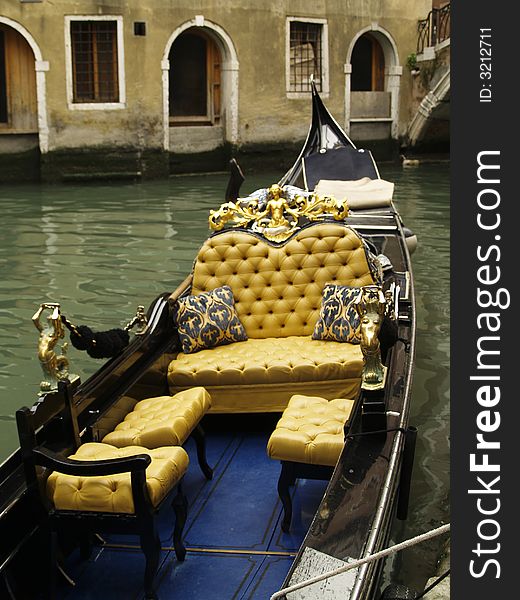 Beautiful venetian gondola on the small canal.