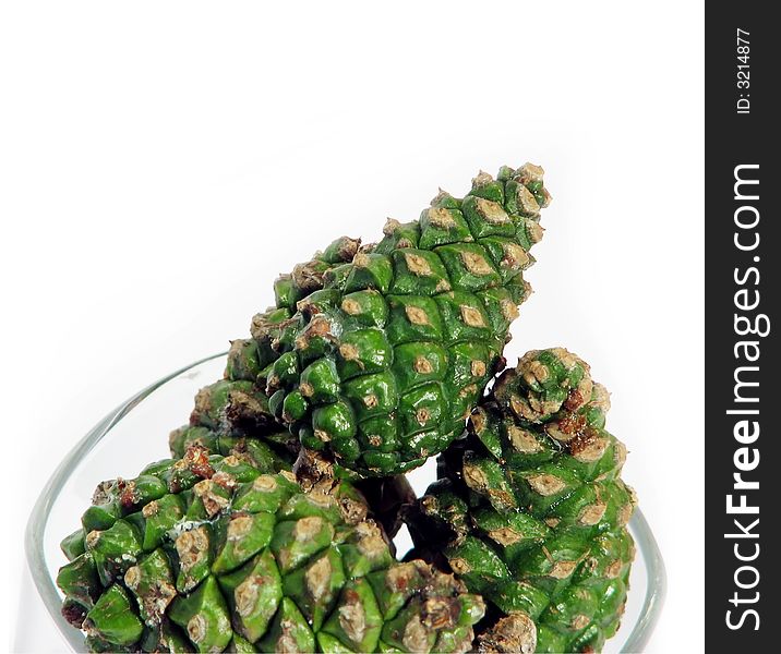 Pine Cones In Glass Bowl