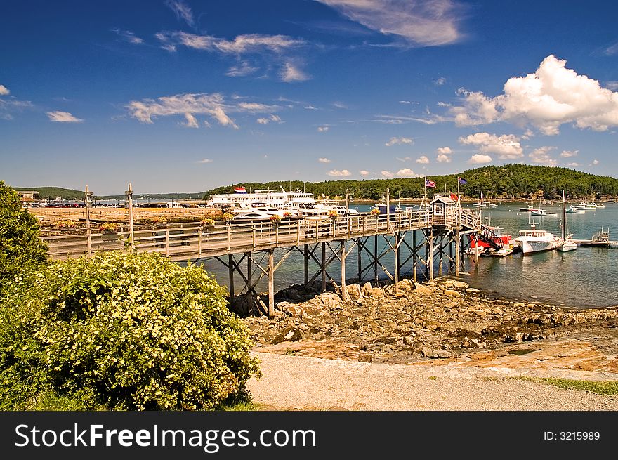 Maine coastal harbor and wharf