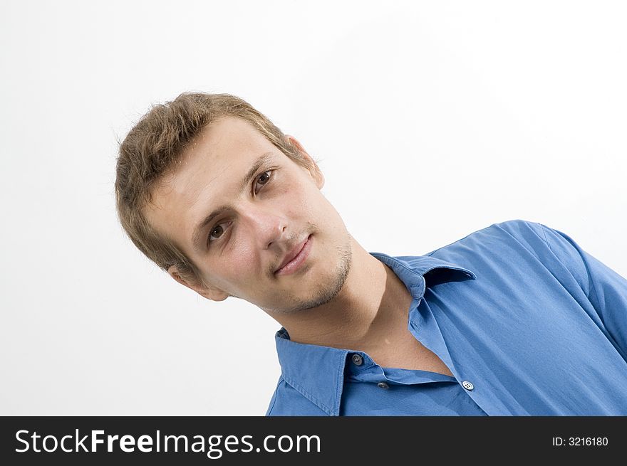 Portrait of young handsome caucasian man isolated over white. Portrait of young handsome caucasian man isolated over white