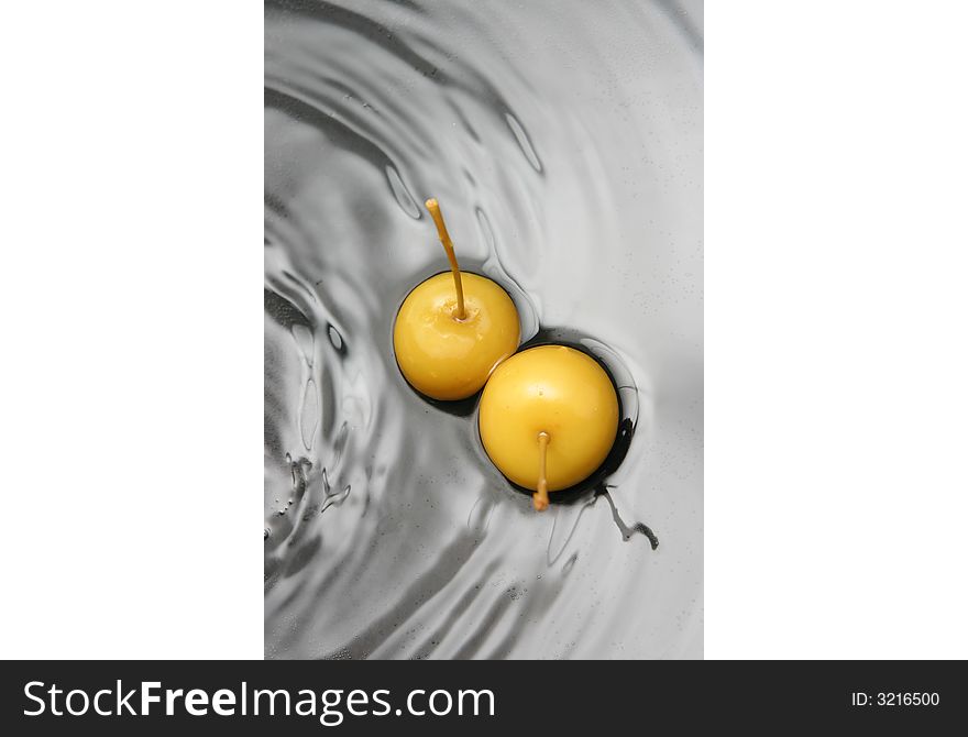 Image of two fresh fruits in water. Image of two fresh fruits in water