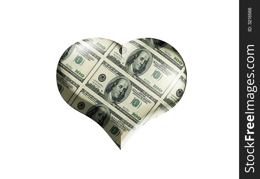 The Heart with surface colored into the dollars. The Heart with surface colored into the dollars