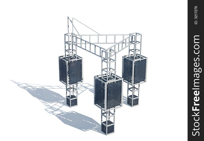 Breadboard model of the architectural form. The constructive design decision, the image of the stand for advertising.