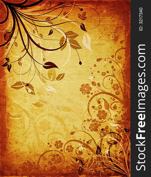 Abstract floral design on grunge background. Abstract floral design on grunge background