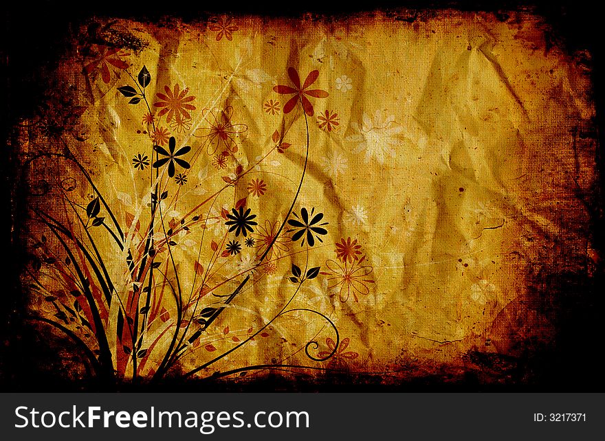 Abstract floral design on grunge style background. Abstract floral design on grunge style background