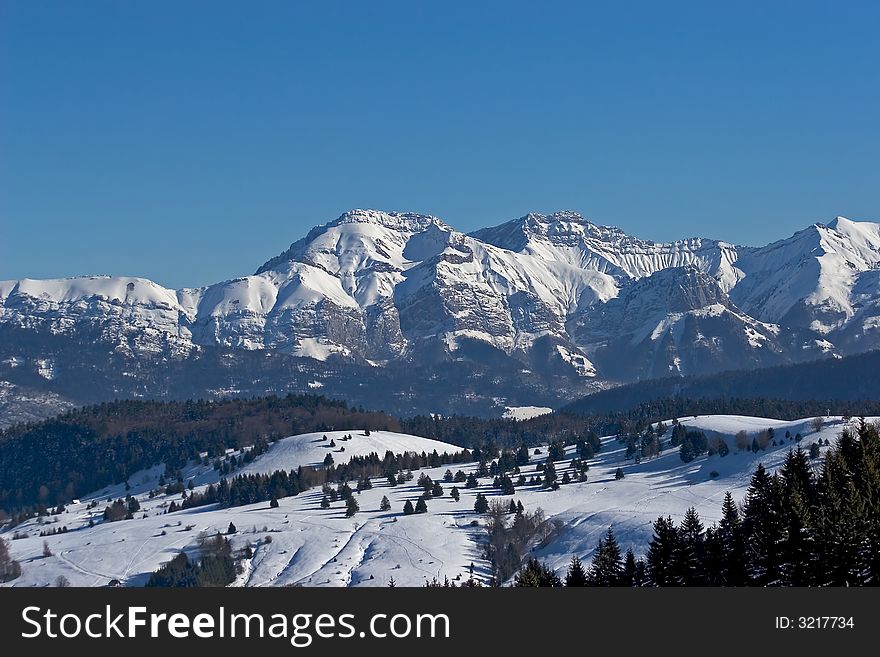 Landscape of the mount-white snow-covered