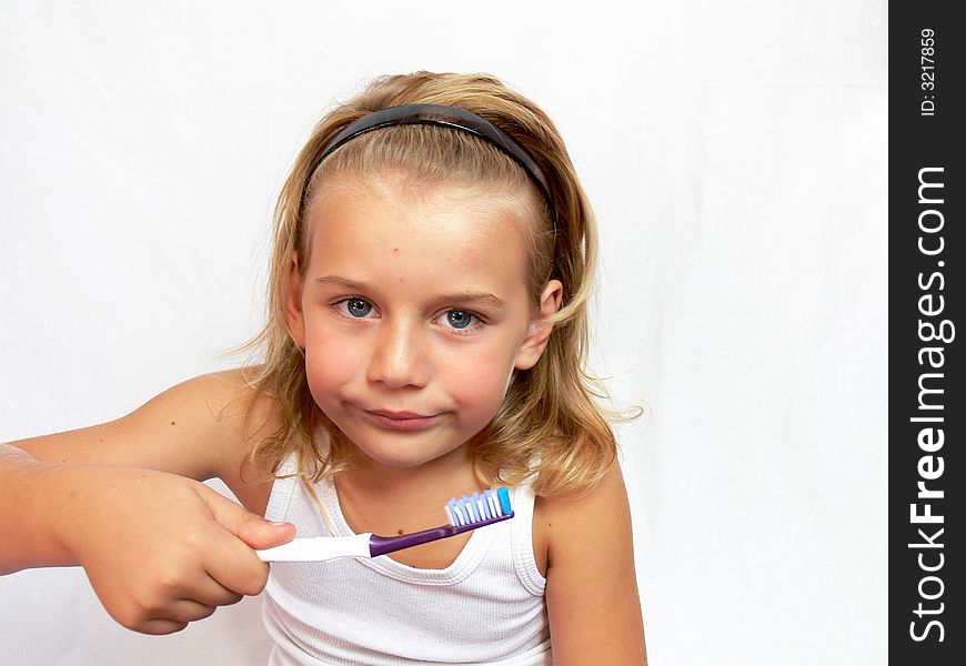 Funny child brushing the teeth. Funny child brushing the teeth