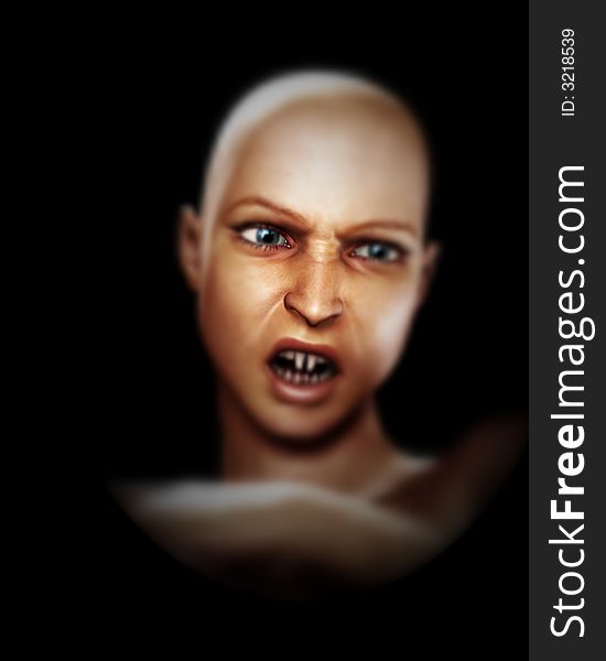 An image of a bald female vampire that is angry. An image of a bald female vampire that is angry.
