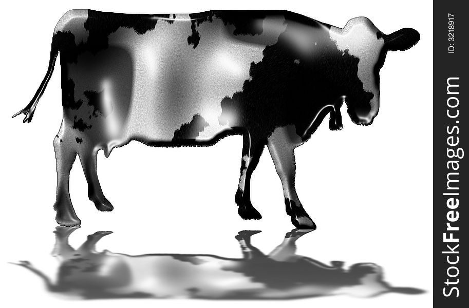 Black and White Cow with Bell / Perspective Shadow