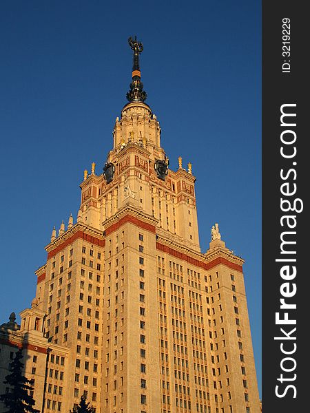 The Moscow State University. Tower view. The Moscow State University. Tower view