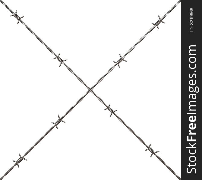 3d rendering illustration of barbed wire. A clipping path is included for easy editing.