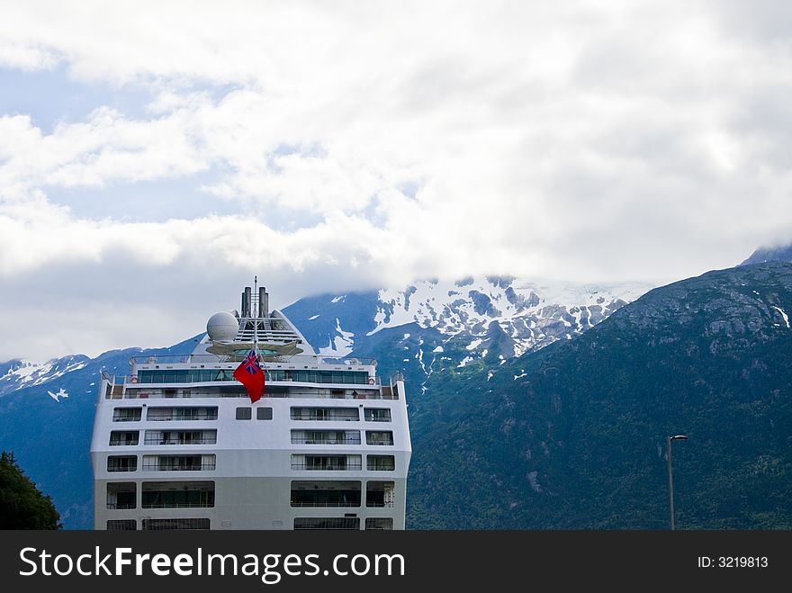 Cruise Ship and Mountains