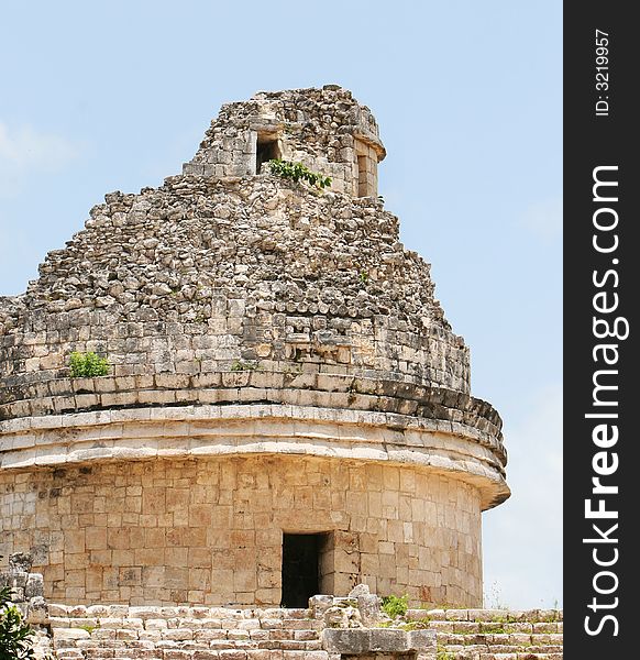 El Castillo Temple at Chichen Itza in Mexico. This is the largest of the stone temples found at this site. These ancient temples are now one one of the man made wonders of the world