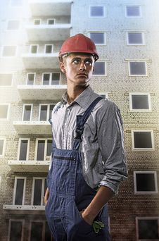Worker At A Construction Site Stock Image Worker At A Construction Site Stock Image