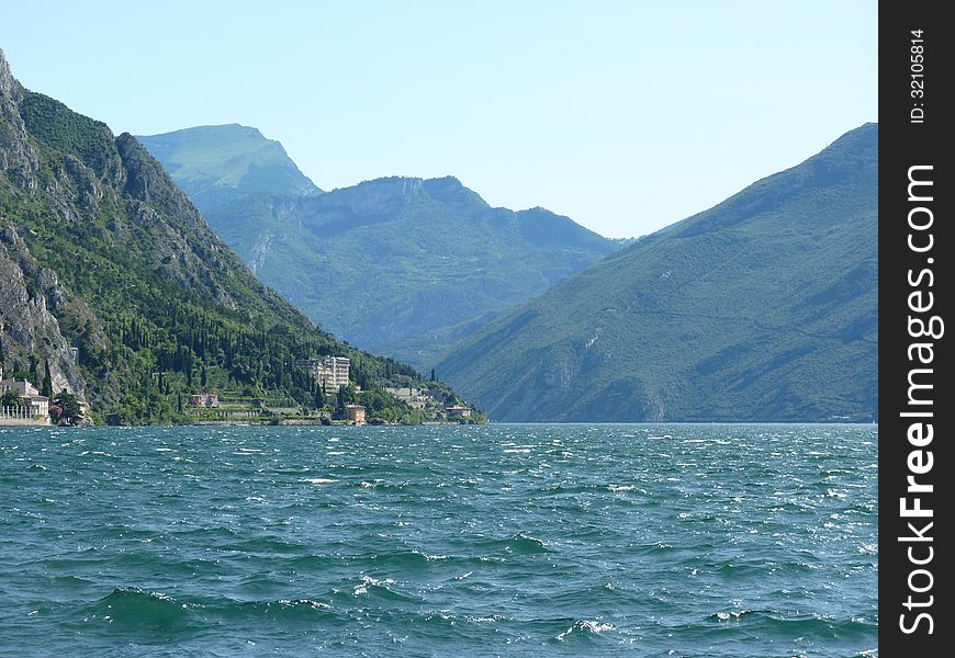 The beginning of Lake Garda at Riva del Garda. The beginning of Lake Garda at Riva del Garda
