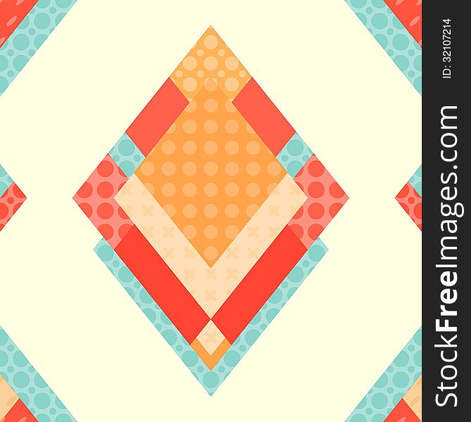 Abstract geometric retro background with diamond-shaped shape. Vector illustration for your design.