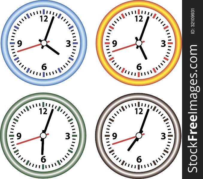 Stock image - a set of hours with different time. Stock image - a set of hours with different time.