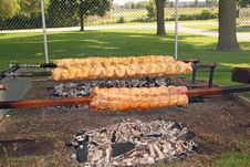 Grilled Chicken And Pork Loin On A Spit Stock Photography Grilled Chicken And Pork Loin On A Spit Stock Photography