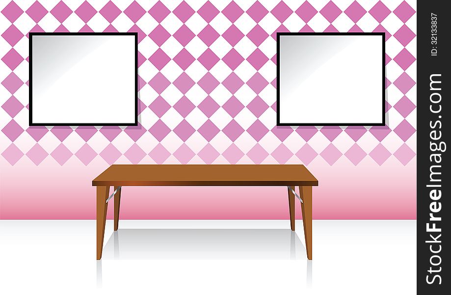 Indoor home furnish pink wallpaper, ideal for interior design and illustrator image, web template, eps10, vector