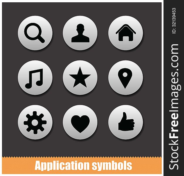 Application Pictogram Symbols Set Silver Color