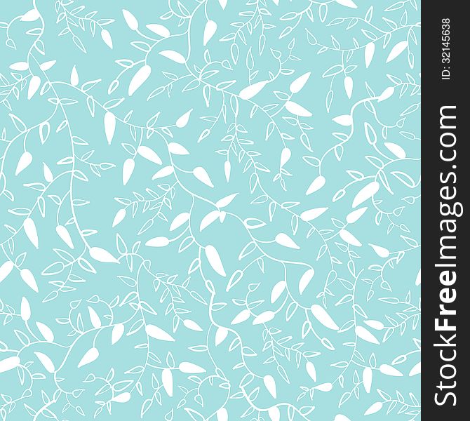 Floral seamless pattern with leaf. Blue color