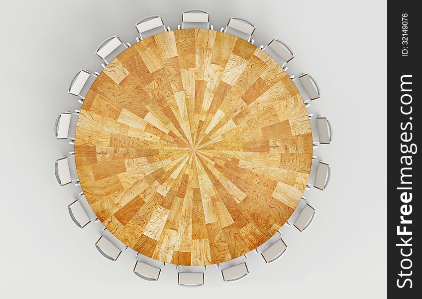 Round Table 3D rendered, top view. Round Table 3D rendered, top view.