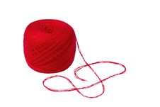 Ball Of Deep Red Yarn Isolated Royalty Free Stock Images