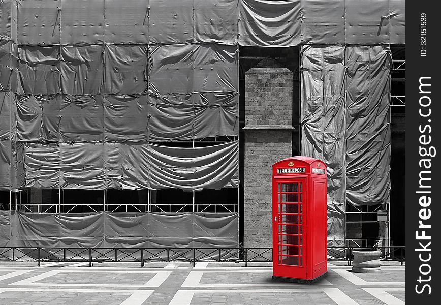 Red Telephone Booth Canvas Background