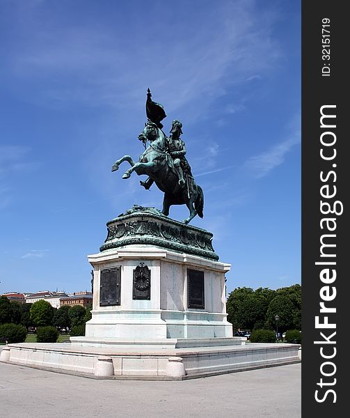 Vienna, Heroes Square - Statue of Archduke Charles of Austria who won the battle of Aspern against Napoleon's troops. Vienna, Heroes Square - Statue of Archduke Charles of Austria who won the battle of Aspern against Napoleon's troops.