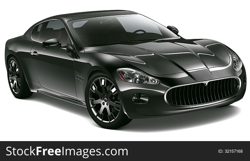 Black sport coupe on a white background