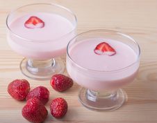 Strawberry Dessert With Yogurt , Selective Focus Stock Photo Strawberry Dessert With Yogurt , Selective Focus Stock Photo