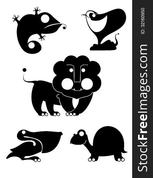 Vector original art animal silhouettes collection for design