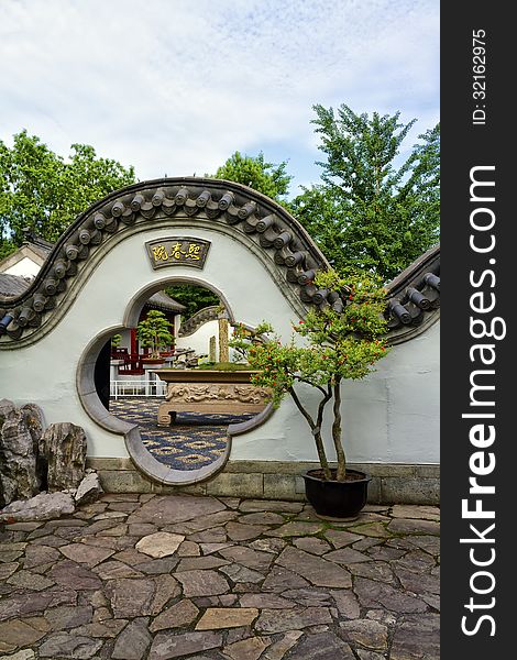 Entrance to a Chinese style inspired garden. Entrance to a Chinese style inspired garden