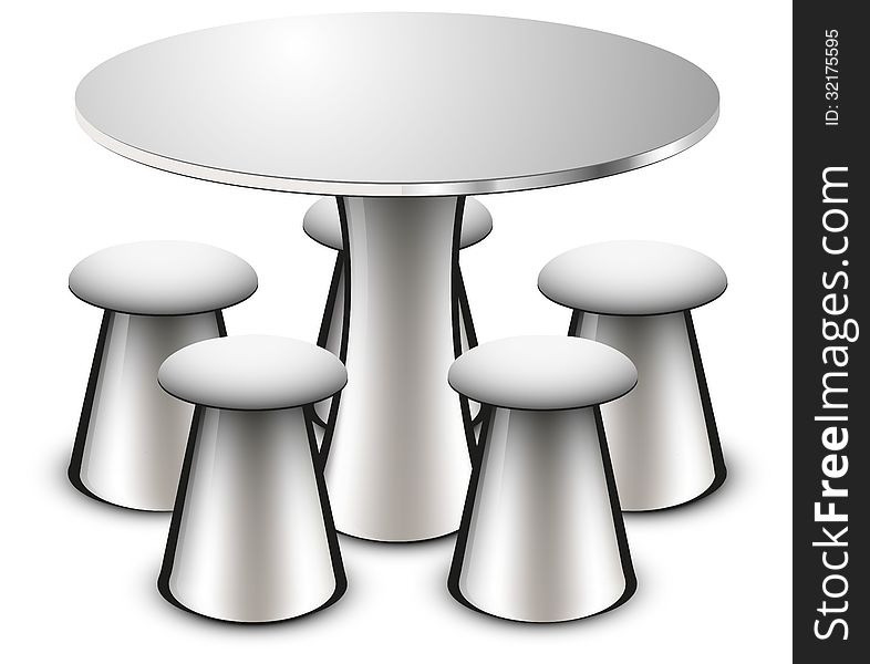 Table and chairs metal texture illustration with shadow EPS 10