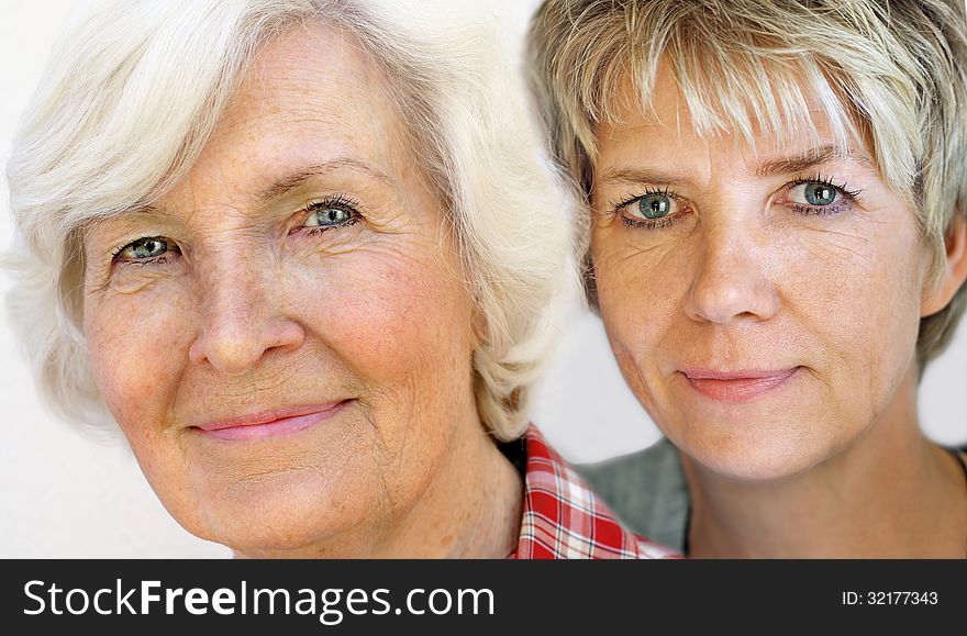 Senior and mature women portrait, close up. Senior and mature women portrait, close up