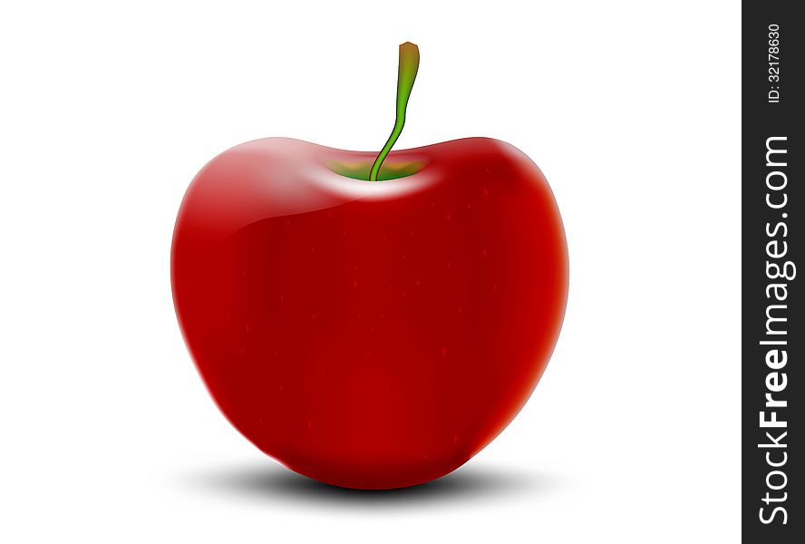 Illustration red apple on a white background