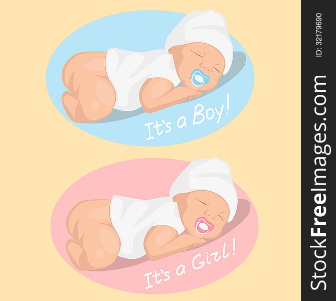 Cute newborn boy and girl