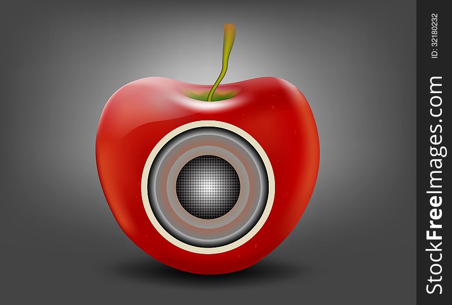 Illustration red apple speaker concepts background. Illustration red apple speaker concepts background