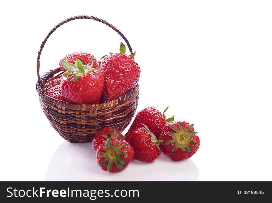 Basket full of strawberry fruit