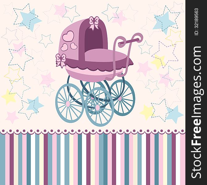 Pram for the little ones - vector illustration. Pram for the little ones - vector illustration