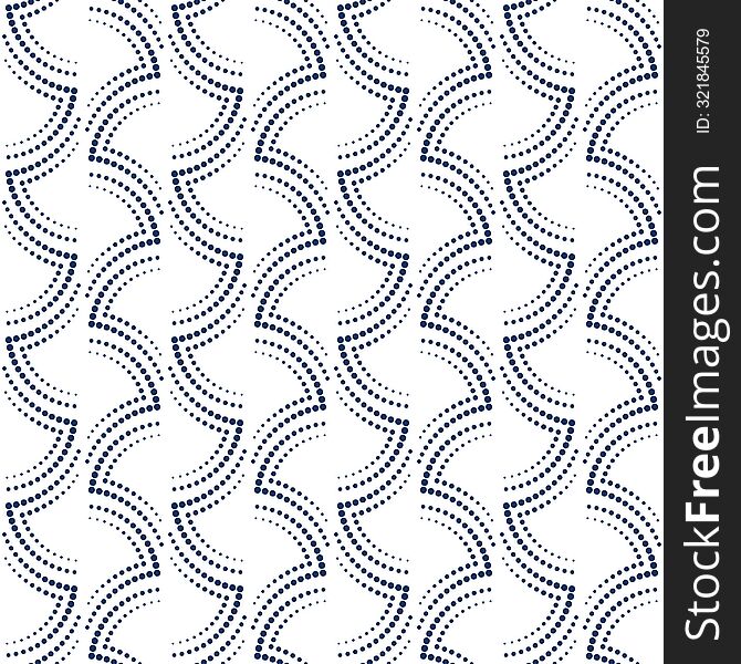 Art nouveau seamless pattern with many circles. Calm dark blue and vintage white colors design. Geometric many rings ornament. Arch shaped pattern. For printing wallpaper, giftpapers, textile