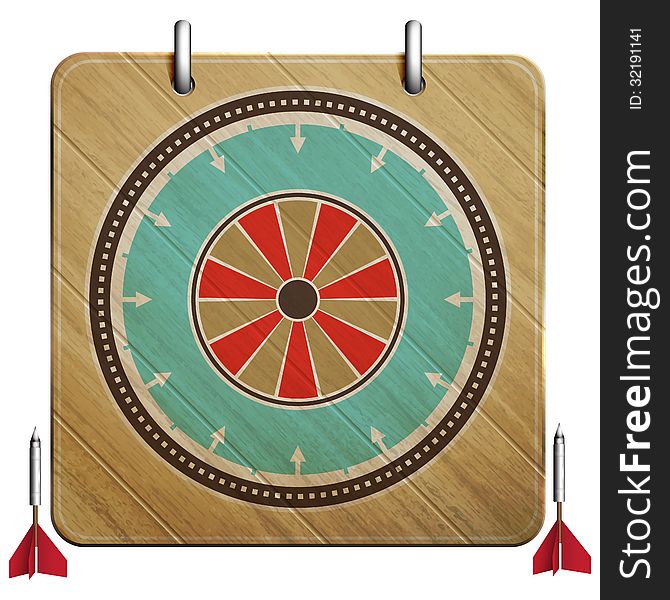 New dartboard icon with vintage style target can use like retro style design element. New dartboard icon with vintage style target can use like retro style design element