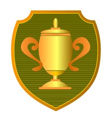 Gold Cup With Shield Stock Photo Gold Cup With Shield Stock Photo