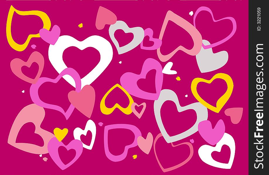 Different hearts illustration background - valentines design