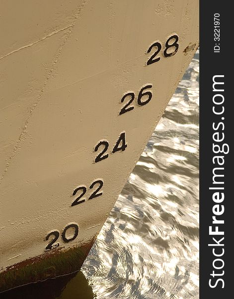 Depth markers. The numbers is used to determine whether a ship is overloaded with cargo. Depth markers. The numbers is used to determine whether a ship is overloaded with cargo.