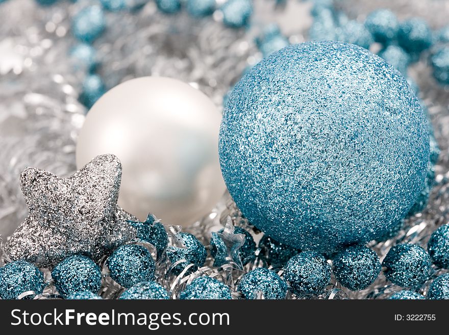 Blue and silver christmas ball