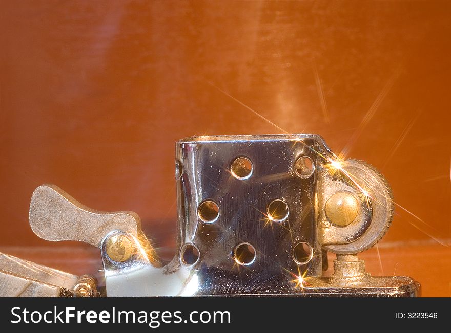 Macro shot of a flaring petrol lighter