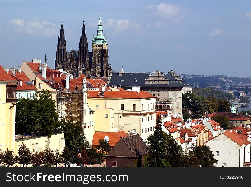 View to Prague Castle and  city borough