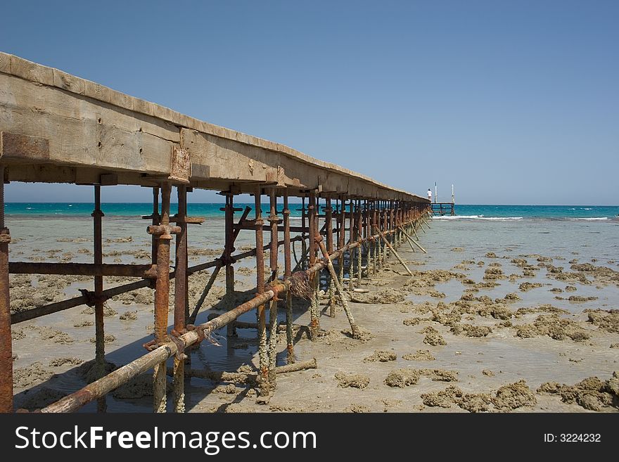 Pontoon on a beach of Red Sea. Pontoon on a beach of Red Sea