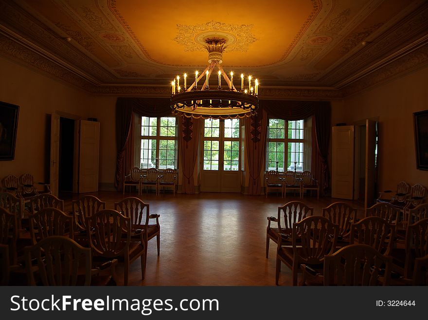 Historic hall with a classical ornaments. Historic hall with a classical ornaments